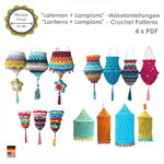 Crochet pattern package No. 2,  4 x PDF, Lanterns, Lampions, Boho Lamps, ENGLISH (US terms)