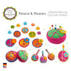 Crochet pattern, peace and flowers, peace pincushion, flowers, keychains, appliques, baghanger PDF