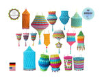 Crochet pattern package Lanterns Lampions, 9 designs, Bestseller, PDF Guide. 136 pages