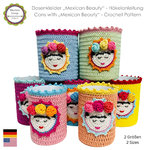 Crochet Pattern Can Covers "Mexican Beauty" + Russian Doll, Storage Cans, Upcycling Crochet